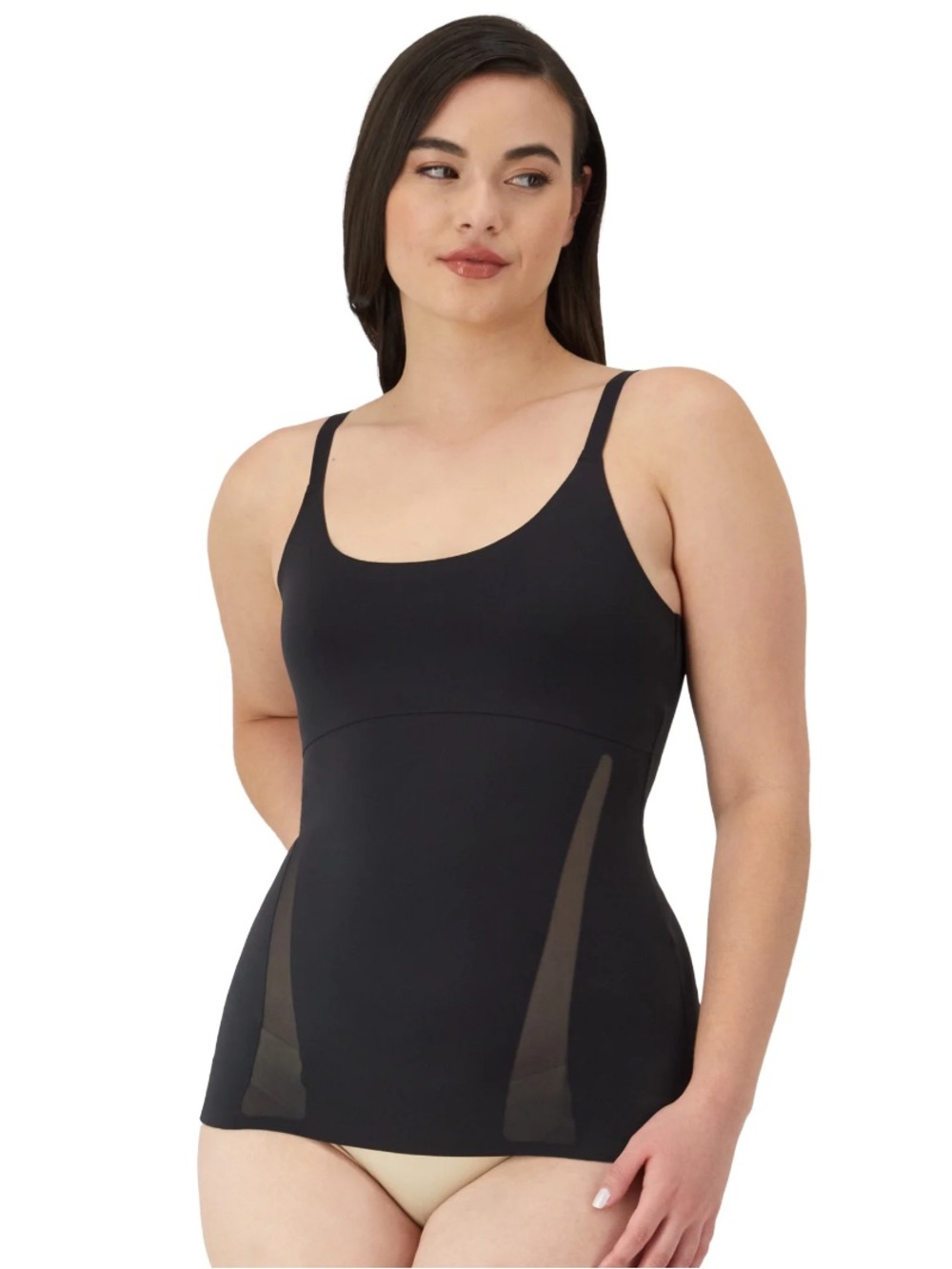 Maidenform Black Shaping Camisole with Sheer Side Panels